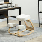 HOMCOM Ergonomic Wood Kneeling Chair with Thick Pads for Improved Posture - Cream White-help promote productivity