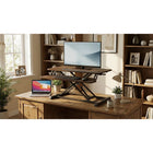 Ezywork 32" Sit-To-Stand Height-Adjustable Desk Riser Converter - Dark Wood-Height Adjustment Range: 4.5"-20" (11.5cm - 51cm)