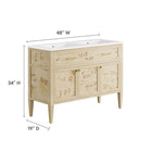 Modway Elysian 48" Double Sink Bathroom Vanity - Burl-Ceramic Double Sink Basin