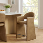 Modway Talia 37" Vegan Leather Counter Stool - Toast-Bentwood Frame