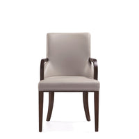 Manhattan Comfort Shubert 22.5" Modern Faux Leather and Velvet Upholstered Dining Armchair - Light Grey-Modern Dining Armchair for Dining Room and Task Use