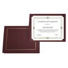 St. James Classic Linen Certificate Holders with Gold Foil - 8.5" x 11" Burgundy - 5 Pack-Notched for 8-1/2" x 11" certificates