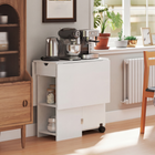 HOMCOM Drop Leaf Folding Dining Table with Drawer & Storage Shelves for 4-6 - White-Melamine-coated surface is easy to clean