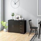 HOMCOM Modern 41.3" L Sideboard Buffet Cabinet with 4 Drawers and 2 Beadboard Doors - Black-Made of particle board. It gives a smooth surface that is easy to wipe and clean when there are spills