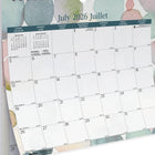 Blueline 12 Month Monthly Academic Wall Calendar - August to July - 15" H x 12" W - Splash Design - Bilingual-One month per sheet, one block per day