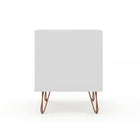 Manhattan Comfort Rockefeller 20.08" Mid-Century Modern 2-Drawer Nightstand - White-Perfect for Storage or Display Items