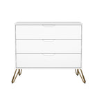Manhattan Comfort Avira 35" Mid-Century Modern 3-Drawer Dresser - White-Clean-lined 3-drawer dresser with a soft laminate finish for a warm, modern look
