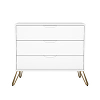Manhattan Comfort Avira 35" Mid-Century Modern 3-Drawer Dresser - White-Clean-lined 3-drawer dresser with a soft laminate finish for a warm, modern look