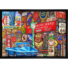 Along Route 66 by Michel Fishel - Framed Canvas - 31" x 22"-High-quality art print professionally matted and framed