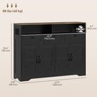 HOMCOM 47.2" L Sideboard Storage Cabinet - Black-Rustic farmhouse charm enhanced by barn door design