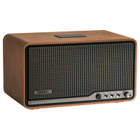 Edifier S300 Hi-Res Audio LDAC Wireless Muilti-Room AirPlay 2 Retro Tabletop Speaker and 80W RMS with Remote - Brown-Hi-Fi acoustic architecture: Inside the elegant cabinet, two 1.25" titanium dome tweeters with neodymium magnets and a 5.5" long-throw aluminum diaphragm mid-bass driver deliver a rich audio experience. The MDF enclosure reduces resonance and distortion, while the large-diameter variable-curvature bass reflex port enhances low-frequency performance. Together, they produce 80W RMS output with 