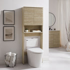 Modway Render Over the Toilet Faux Travertine Bathroom Storage Cabinet - Travertine-Non-Marking Floor Glides