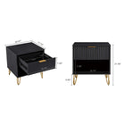 Manhattan Comfort DUMBO 20.07" Modern 1-Drawer Nightstand - Black-Horizontal Glam Drawer Handles Made of Metal with a Gold Finish