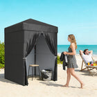 Outsunny 5 ft W x 5 ft L Compact Pop Up Canopy Tent - UPF50+ Portable Privacy Canopy - Black-Fire-resistant 210D Oxford fabric with silver and PU double coating, providing UPF50+ sun protection