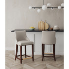 Manhattan Comfort Shubert 22.64" Modern Leatherette Upholstered Counter Stool - Light Grey - 2 Pack-Frame Made of Solid Beech Wood with Rich Dark Finish - Features a Gold Metal Foot Plate