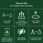 iRobot Roomba 105 Vac & Mop Combo-Super-smart mapping and navigation. ClearView LiDAR quickly maps your home, avoids obstacles and cleans in neat rows, even in the dark
