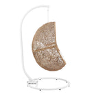 Modway Encase Outdoor Patio Rattan Swing Chair - Cappuccino White-Adjustable Foot Pads