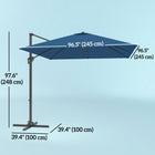 Outsunny 8' L x 8' W Square Patio Hanging Offset Umbrella with 360° Rotation - Navy Blue-Aluminum pole and eight steel ribs with powder coating support a UV resistant 200g polyester cloth canopy for years of beautiful use  