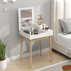 HOMCOM Makeup Vanity Desk with Flip Top Mirror - 23.6" L x 19.7" W x 33.7" H - White-Transforms between a dressing table and a writing desk as needed 