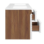 Modway Render 48" Wall-Mount Bathroom Vanity - White/Walnut/White-8
