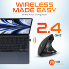 Delton S12 Wireless Rechargeable Ergonomic Computer Mouse - Right Handed - Black-Fast charging capability with just 1 hour needed to fully charge, ensuring minimal downtime.