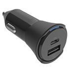 Scosche PowerVolt PD32 Dual-Port USB-C & USB-A Car Charger - Black-Blue LED indicator lets you know the charger is receiving power to charge device from your vehicles 12V power outlet