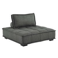 Modway Saunter Tufted Fabric Armless Chair - Grey-Sectional Sofa Armless Chair