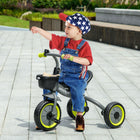 Qaba Kids Tricycle with Adjustable Seat and Basket - Black-10" front and 8" rear EVA wheels 