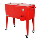 Permasteel 80 Quart Patio Cooler - Red-Two Handles for Easy Movement