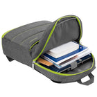 Vangoddy Grove Lightweight Casual Travel 15" Laptop Backpack - Grey/Lime Green-Extra pockets organize cables, accessories, and stationery