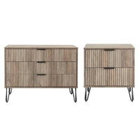 Manhattan Comfort DUMBO Modern 2-Drawer Nightstand and 3-Drawer Dresser Set - Rustic Grey-Modern-Contemporary with a taste of Glam Bedroom Dresser Set. Includes 1 Standard Dresser and 1 Nightstand 2.0.