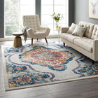Modway Entourage Malia Distressed Vintage Floral Vintage Medallion Area Rug - 8 ft W x 10 ft L - Multicolored-Tight Low Pile Weave