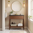 Modway Zaire 36" Bathroom Vanity - Walnut/Black-Metal Handle Pulls