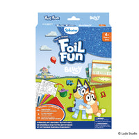 Skillmatics Foil Fun On the Go Bluey-Includes 40+ foam stickers, 6 picture canvases, 50 colorful foil sheets, and googly eyes