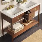 Modway Zaire 48" Double Sink Bathroom Vanity - Walnut/White-Tapered Legs