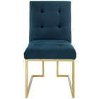 Modway Privy Gold Stainless Steel Upholstered Fabric Dining Accent Chair - Gold/Azure-Comes Fully Assembled