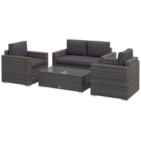 Outsunny 4-Piece Patio Furniture Set - Grey-Modern 4-piece detachable outdoor furniture set offers stylish and comfortable lounging at its great