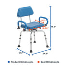 Journey SoftSecure Rotating Shower Chair with Microban-Flip back armrests and weight bearing supports improve safety during transfers