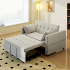 HOMCOM Pull Out Sleeper Sofa Bed with USB Charging and Adjustable Backrest - Beige-Four side storage pockets organize remotes and magazines efficiently