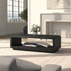 Hudson&Canal Lonni 47" Wide Rectangular Coffee Table - Black Grain-Rounded corners on a rectangular tabletop with a lower shelf for storage