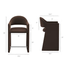 Modway Talia 37" Performance Velvet Counter Stool - Chocolate Brown-Curved Back Barrel Design