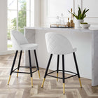 Modway Cordial Fabric Counter Stools - White - Set of 2-Polyester Fabric Upholstery