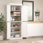 HOMCOM 72.5" H Freestanding 4-Door Kitchen Pantry Cabinet with Shelves - White-Use the anti-tipping design on the back to assure the item to the wall for extra safety 