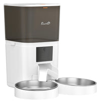 PawHut Automatic Smart Cat Food Dispenser with App Control - White-Use the Tuya app for remote feeding and precise portion control 