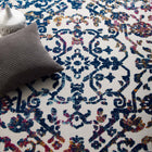 Modway Reflect Primrose Ornate Floral Lattice Indoor/Outdoor Area Rug - 8 ft W x 10 ft L - Ivory Dark Blue Multicolored-Gripping Rubber Underside