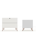 Manhattan Comfort Rockefeller Mid-Century Modern Dresser and Nightstand Set - White-Home Assembly Required. All Hardware Included