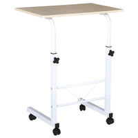 HOMCOM 23.5" Mobile Standing Desk with Adjustable Height - Natural Wood-Unique C-shaped make it available for a lot of different placements 