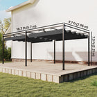 Outsunny Pergola with Retractable Canopy for Patio - 19' x 10' - Dark Grey-The canopy slides effortlessly on round rails for easy shade control 