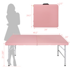 Homy Casa 4 ft Portable Folding Table with 4 adjustable Heights Indoor & Outdoor for Camping - Pink-HDPE plastic helps resist stains and daily wear