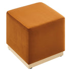 Modway Tilden 17" Square Performance Velvet Upholstered Ottoman - Rust/Natural-Arrives Fully Assembled